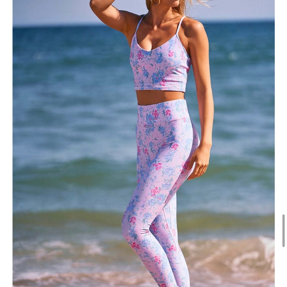 Loveshackfancy x bandier v neck crop tank top/sports bra